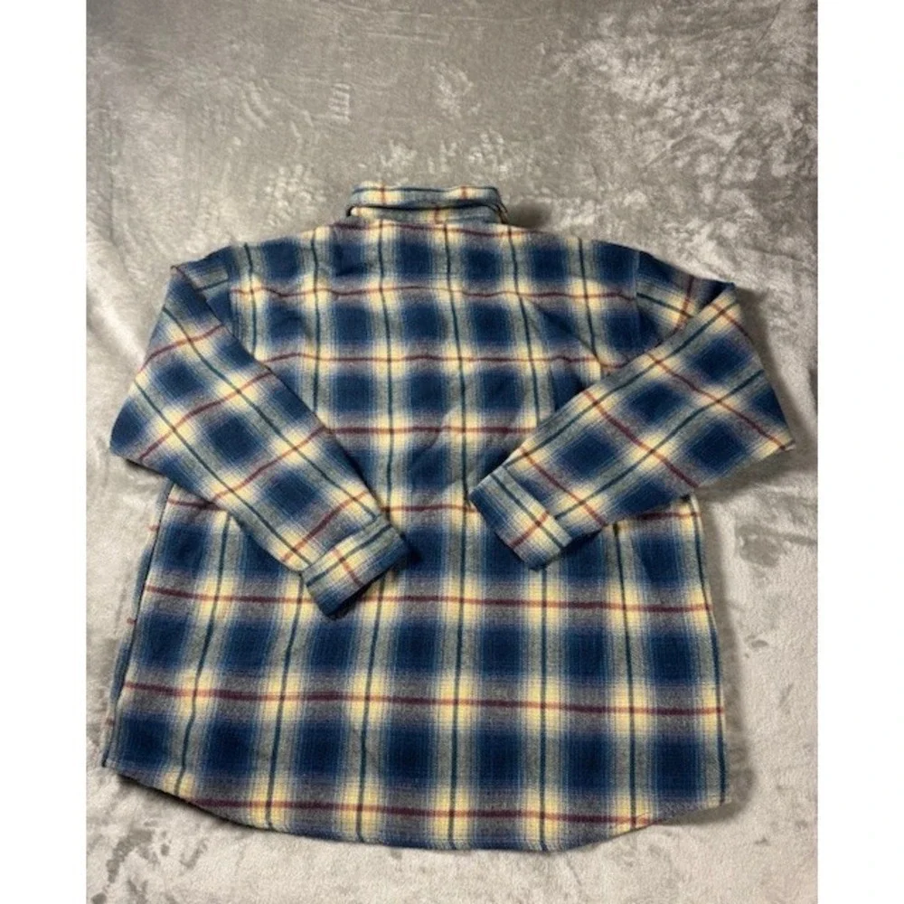 Big Rock Canyon Flannel Shirt Mens XL Blue‎ Yellow Plaid Heavyweight Rugged Wear